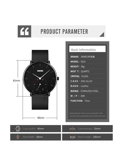 SKMEI Quartz Watch Men's Fashion Silm High Hardness Glass Quartz Wristwatch Men Waterproof Leather Band Male reloj hombre 9213