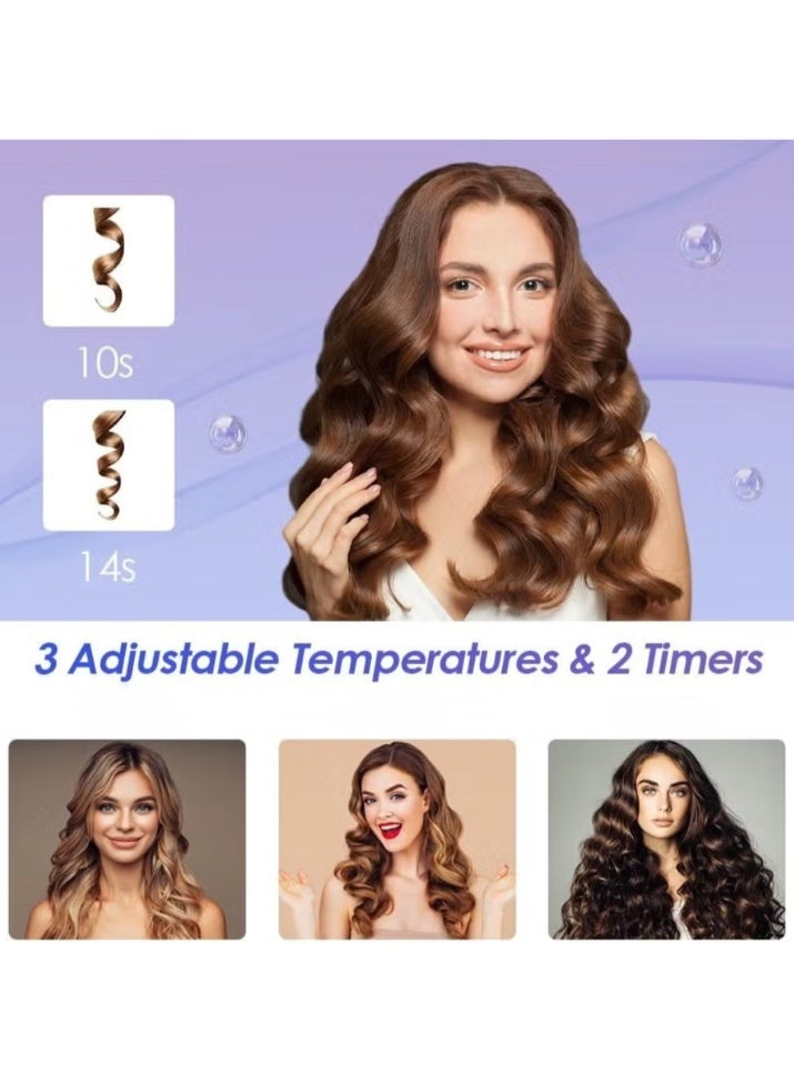 Hair Curling Iron 32mm Easy-to-use Travel Automatic Curling Iron Fast Heating Small Auto Rotating Curing Wand for Curls Waves with 3 Adjustable Temperature ML-8013
