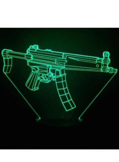 Submachine Gun Figure Night Light LED 3D Illusion USB Touch Sensor Children's Kids Gift Game Gun TableLamp machinMe Gun Figure