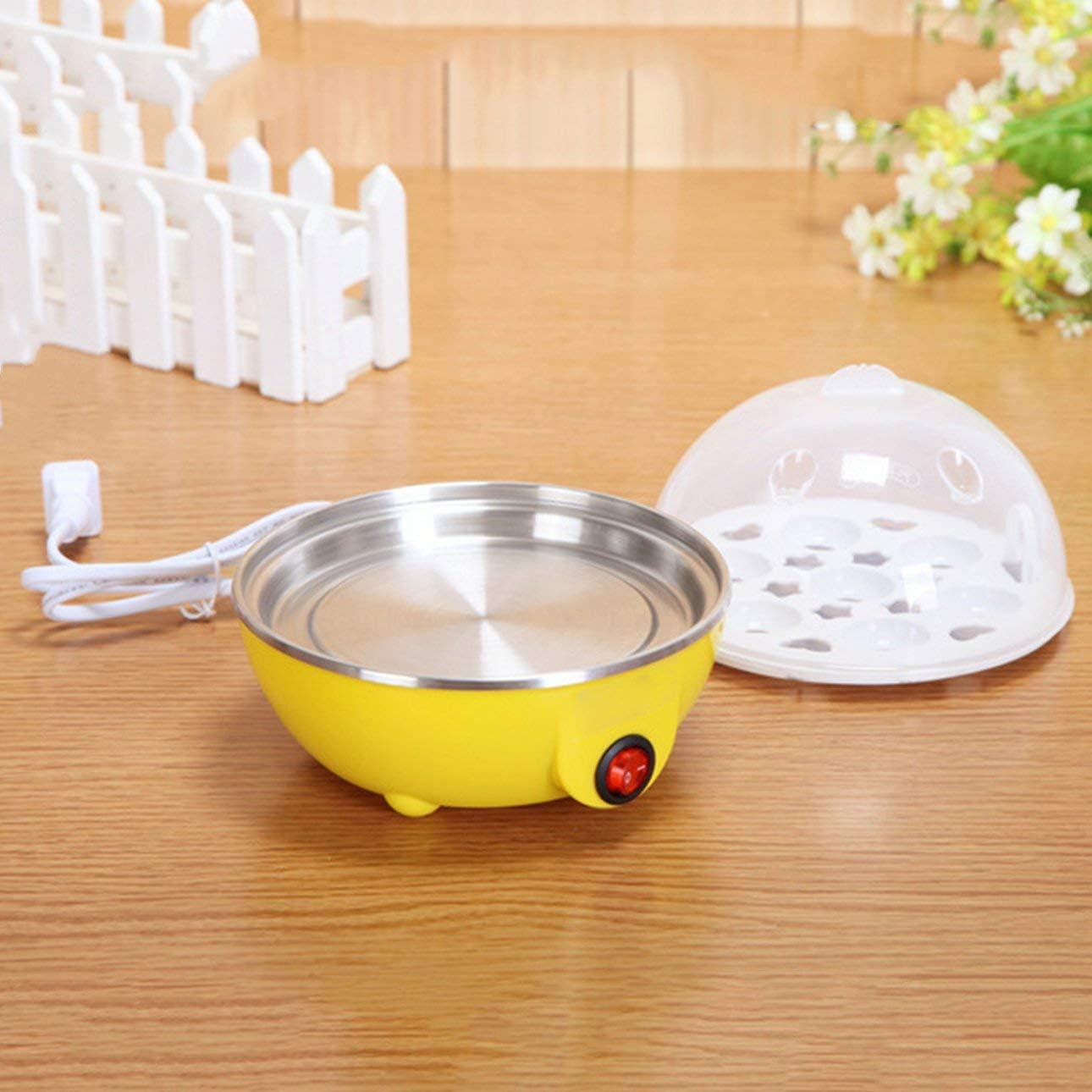 Multi-Function 7 Eggs Capacity Auto-off Electric Egg Cooker (Yellow)
