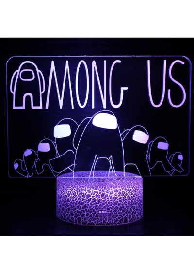 Among 3D Illusion Lamp,Game Night Light Table Lamp for Kids Multiple Colour & Flashing Modes and Brightness Adjusted Touch & Remote Control Room Decor Christmas Birthday Gifts for Boys Lovers
