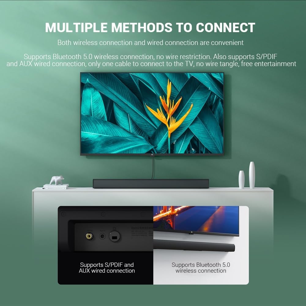 Xiaomi Redmi TV Soundbar Bluetooth Speaker Deep Bass 30W Speaker Wired & Wireless Connection Bluetooth 5.0 / SPDIF/AUX - Black