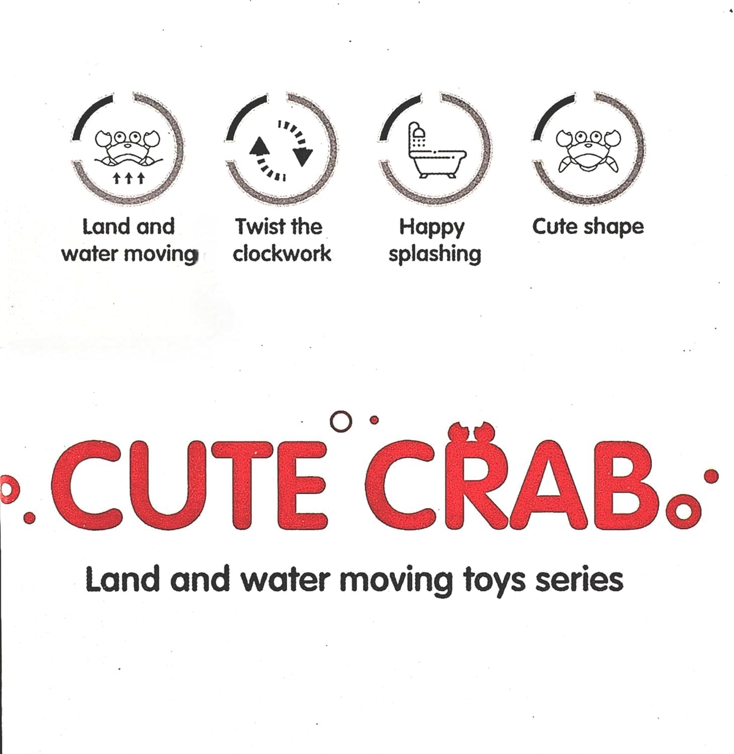 Cute Crab Bath Toy, Moving Land and Water Toy with Spring Switch and Pull string. Baby Walking Companion without Battery (Blue)