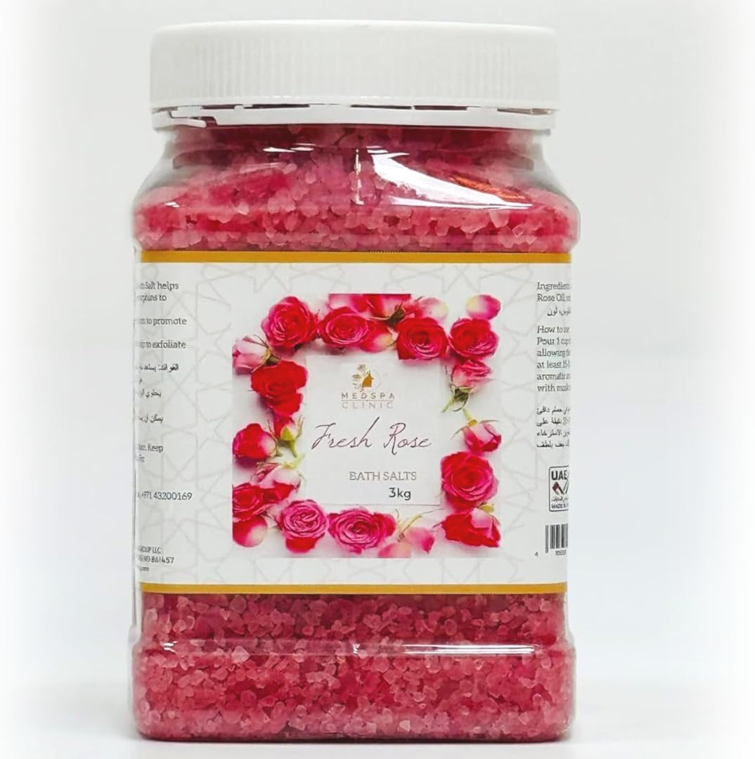 MEDSPA Rose and Hibiscus Bath Salt for Body & Foot Spa, Calming, Relaxing, Muscle Pain Relief, Aromatherapy, Pure and Natural Essential Oil Infused with Hibiscus Flower 3kg 105oz