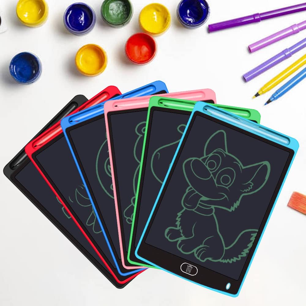 لوح كتابة LCD من Yidedraw، عبوة من 6 قطع، مقاس 8.5 بوصة، لوح رسم إلكتروني قابل لإعادة الاستخدام، لعبة تعليمية تعليمية، هدية لوح رسم للأولاد والبنات (أسود، أحمر، أزرق، أزرق سماوي، وردي، أخضر)