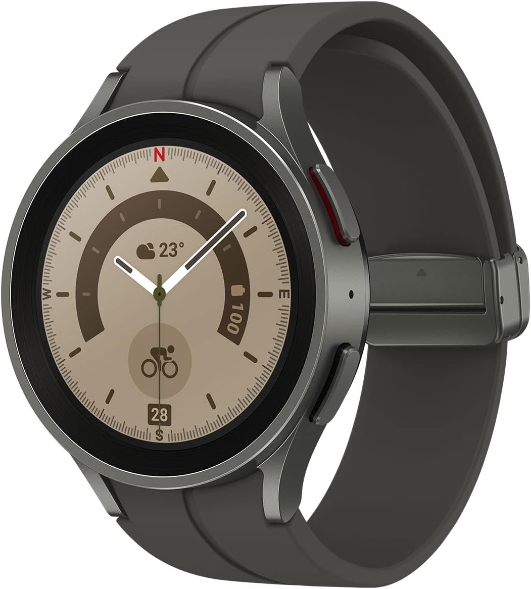 Samsung Galaxy Watch5 Pro 45mm Bluetooth Smart Watch, Grey Titanium (UK Version), Wi-Fi