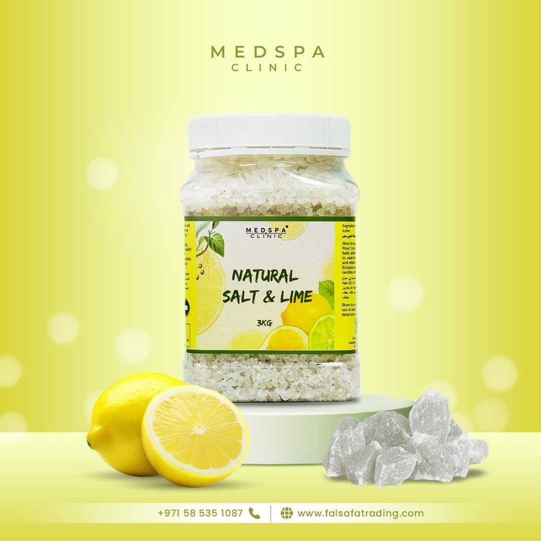 MEDSPACLINIC Medspa Natural Salt and Lime Bath Salts 3kg - Natural Bath Salts - Best for Good Sleep - Relaxing - Calming - Body Care - Beauty - Aromatherapy