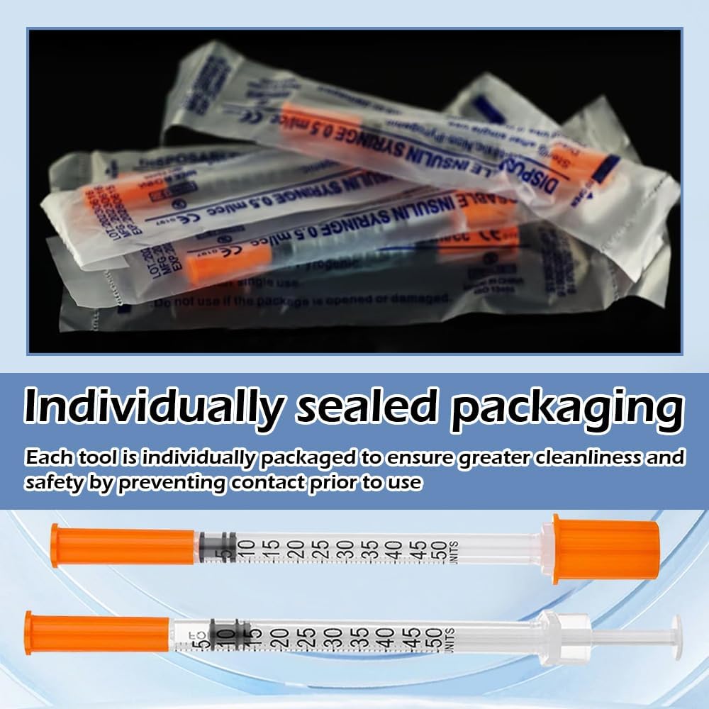 Juleioube 0.5ml/cc 30G 8mm Distribution Measuring Tools Multiple Uses Precision Dispensing Measuring Tool Plastic Laboratory Accessories – Individually Wrapped (10 Pack)