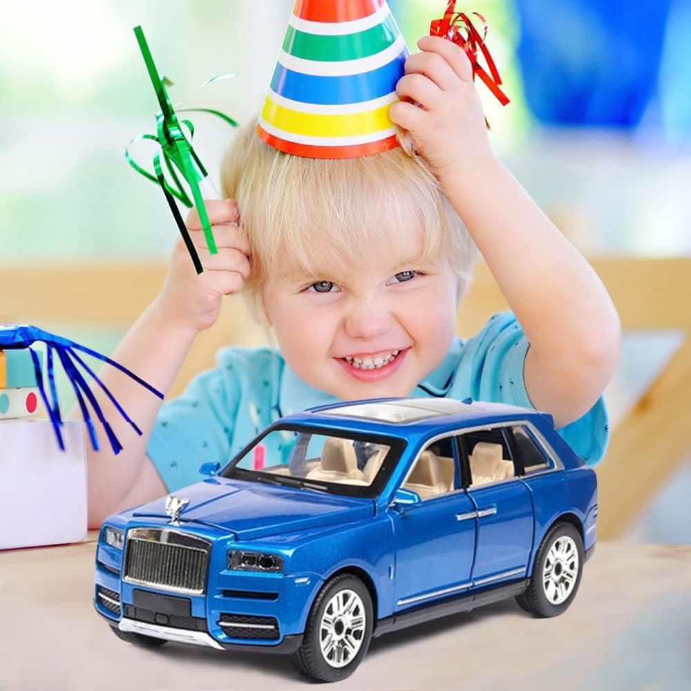EROCK 1/24 Rolls-Royce Cullinan Model Car, Alloy Die Casting Collectible Pull Back Toy Car with Sound and Light for Kids Boy Girl Birthday Gift