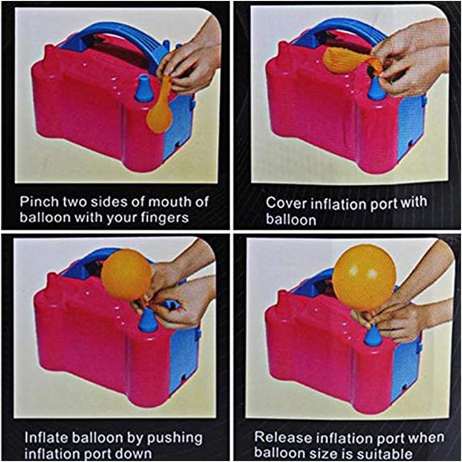 ECVV Electric Air Balloon Pump, Portable Inflator Dual Nozzle Machine Blower Buddy For Decoration Balloons Party Sport Gifts and Save Time Pink HT508