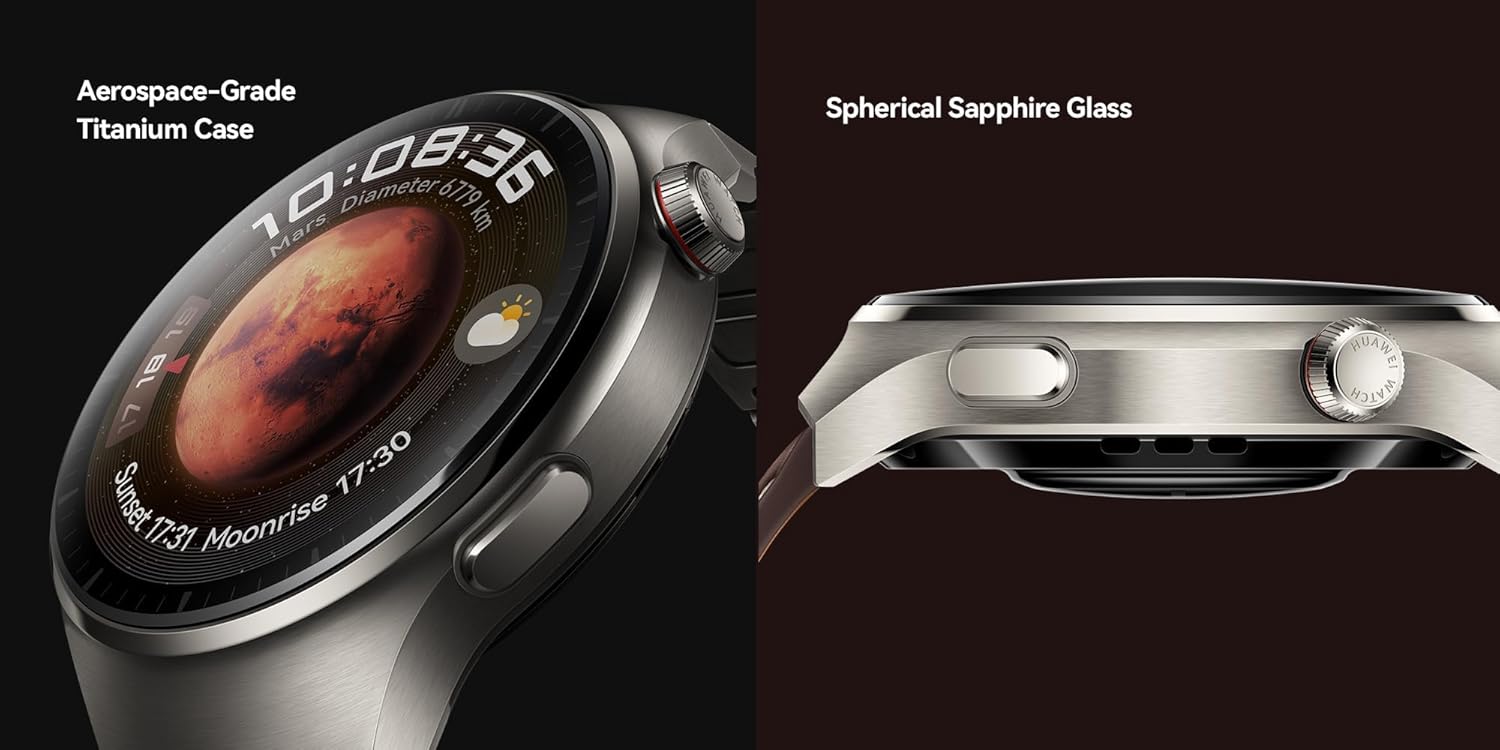 HUAWEI Watch 4 Pro Smartwatch, Spherical Sapphire Glass, Health at a Glance, eSIM Cellular calling, Fresh-new Activity Rings, 21-Day Battery Life, ECG Analysis, Compatible with Andriod & iOS, Titanium