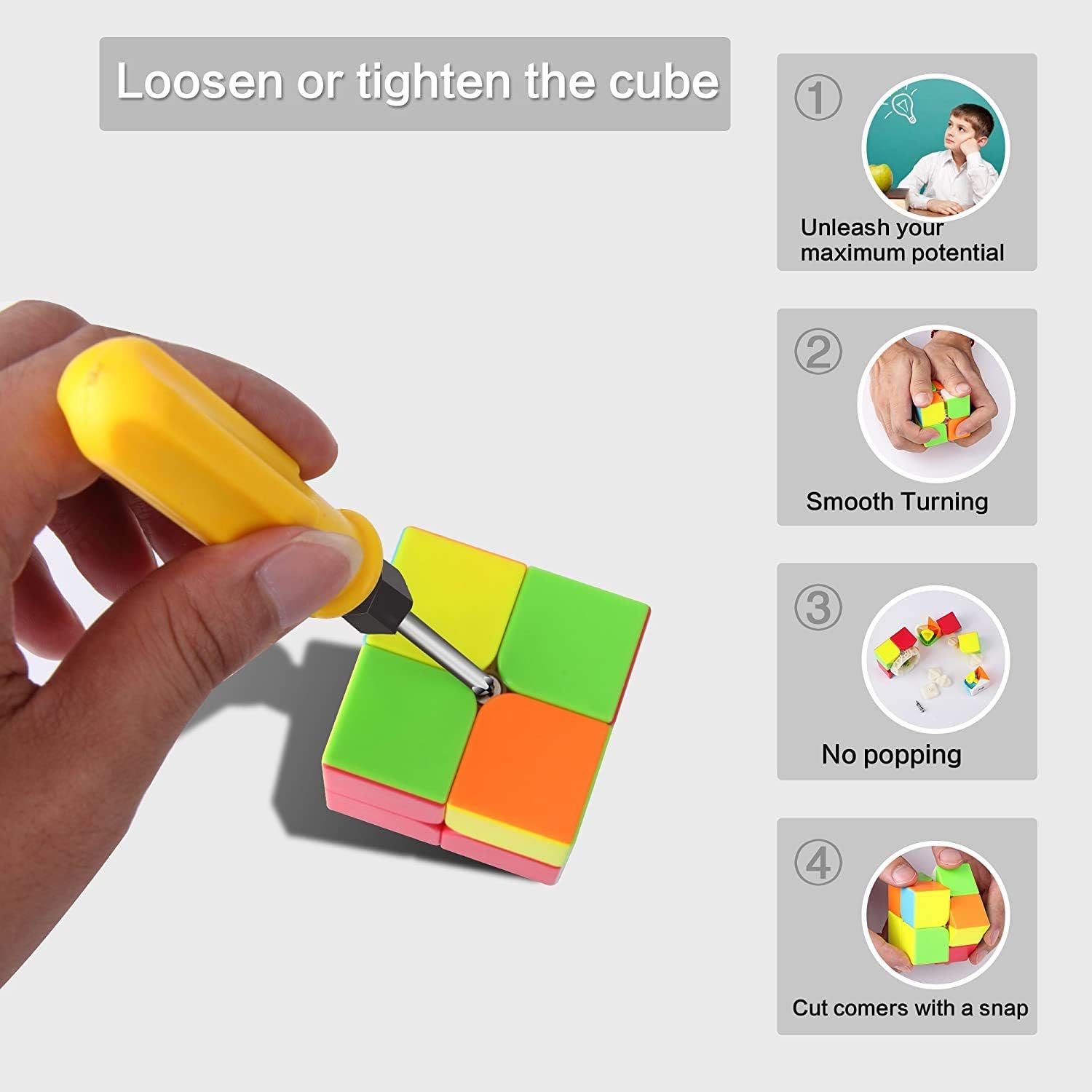 Roxenda Speed Cube Profession 2x2x2 Speed Cube - Fast Smooth Turning - Solid Durable & Stickerless Frosted, Best 3D Puzzle Magic Toy - Turns Quicker Than Original