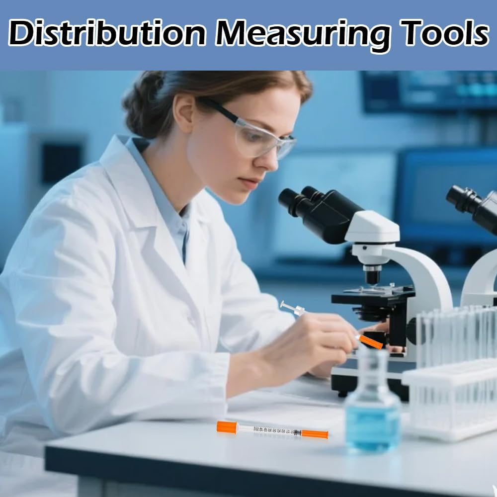 Juleioube 0.5ml/cc 30G 8mm Distribution Measuring Tools Multiple Uses Precision Dispensing Measuring Tool Plastic Laboratory Accessories – Individually Wrapped (10 Pack)