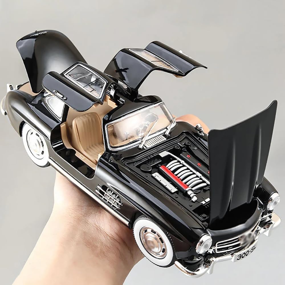 Coelon1:24 Vintage Toy Car 300 SL Classic Toy Cars for Kids Diecast Metal Car Light Sound Pullback Openable Door Cars