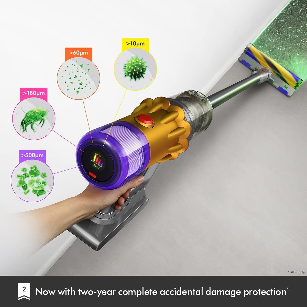 Dyson V12 Detect Slim Total Clean Cord-Free Vacuum Cleaner,Yellow,0.35 Liter,Disk