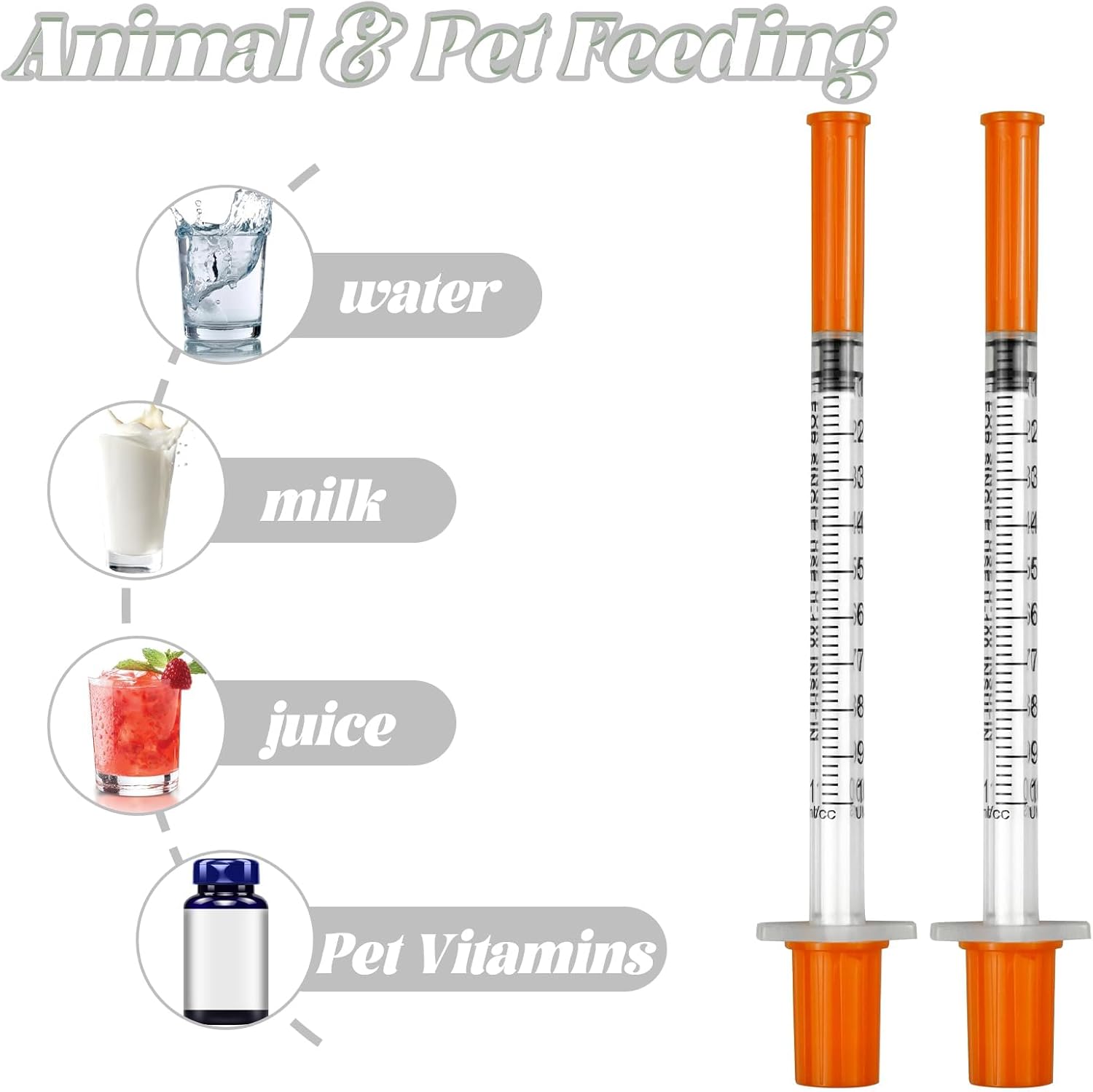 Zeyedemo 10 Packs 1ml Syringes Plastic 30G*8mm Microfine Lab Accessories Precision Multiple Uses Distribution Measuring Tools Individually Sealed Packaging for Pet Feeding Liquid Separation Crafts