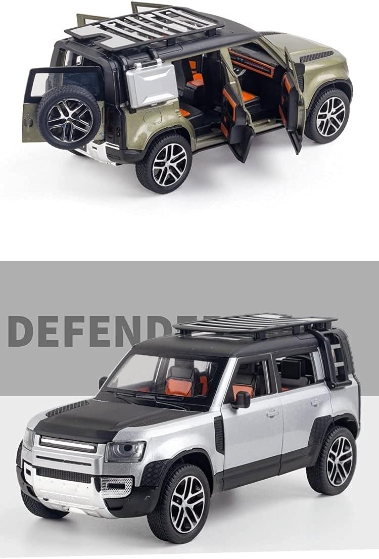 OutdoorKing Model Car 1/24 Alloy DieCast For Land Rover For Defender Model Toy Car Simulation Sound Light Pull Back Collection Children Gifts Model Car (Color : Green)