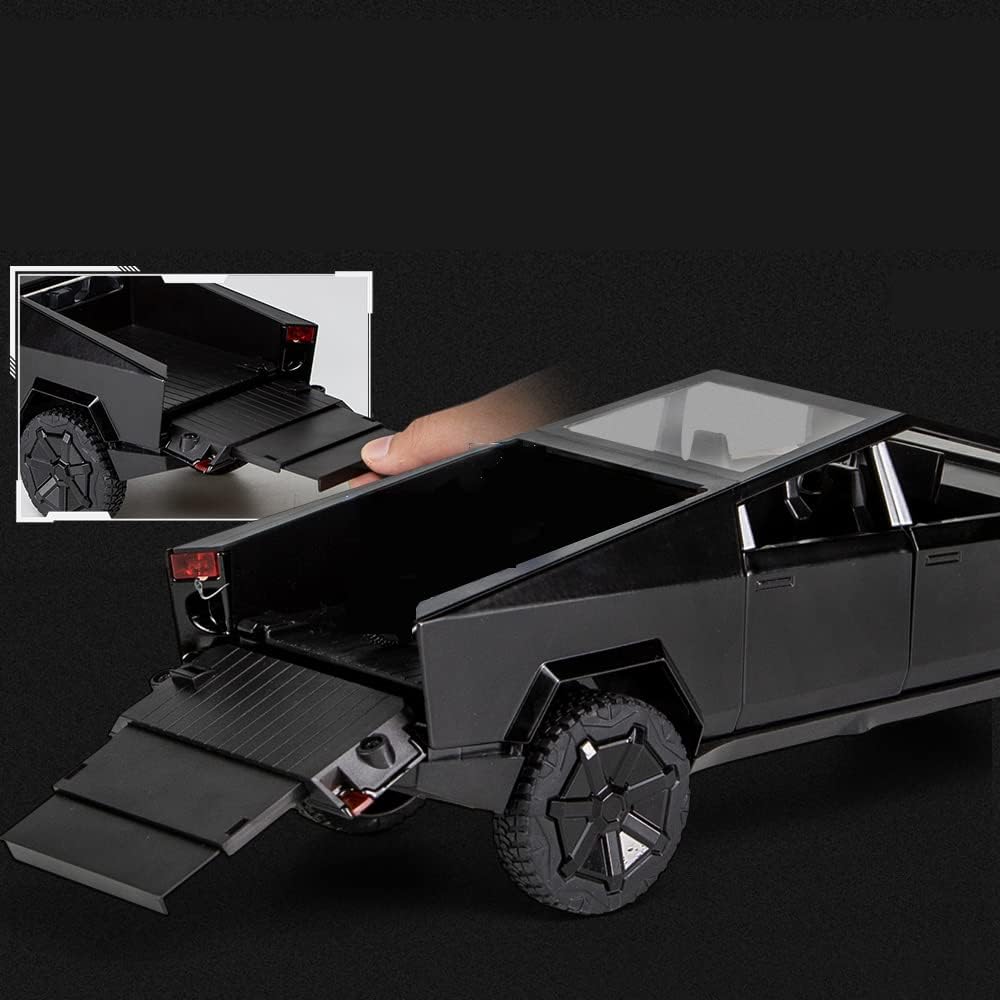 1:24 Scale Cybertruck Model Toy Pull Back Pick-Up Truck with Sound and Light, Alloy Diecast Truck Toys for Kids Gift or Tesla Vehicles Model Collection Enthusiasts (Silver)