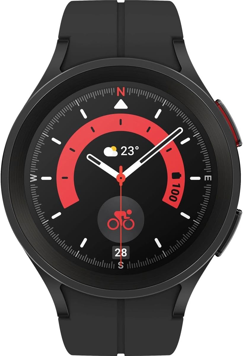 SAMSUNG SM R920NZKAXAA Galaxy Watch 5 Pro 45mm Bluetooth Smartwatch GPS Route Tracking, Titanium Frame, US Version, Black, SM-R920NZKAXAA, Galaxy Watch5 Pro