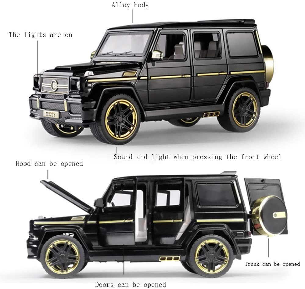 LJHLJHMercedes-benz G65 Model Die-cast Pull Back Car 1:24 Zinc Alloy Children's Toy with Real Sound and Lights Christmas Gifts for Boys Collectibles with Barrier Card
