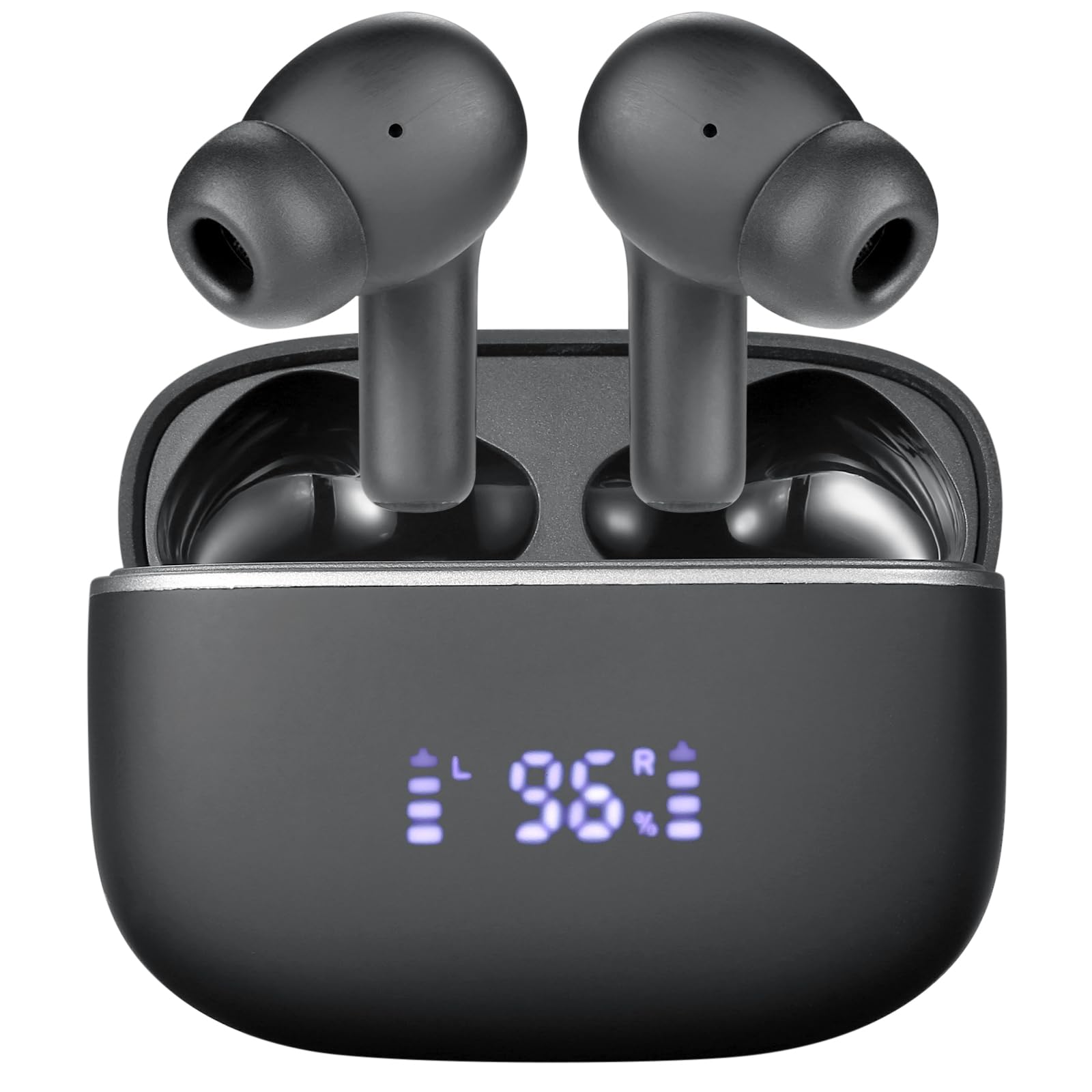 ZOOOK NIRVANA True Wireless Earbuds Bluetooth 5.4 LED Battery Display Case DSP Noise Reduction Deep Bass 30H Playtime Touch Controls USB-C Fast Charge IPX4 Sweat Resistant Black