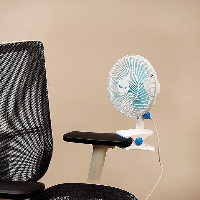 V.MAX MODI 180° Mini Clip Fan - 6 Inch | Desktop Portable Small Electric Fan White | 210x200x216mm Two Pin Plug Wire Small Fan for Home, Office