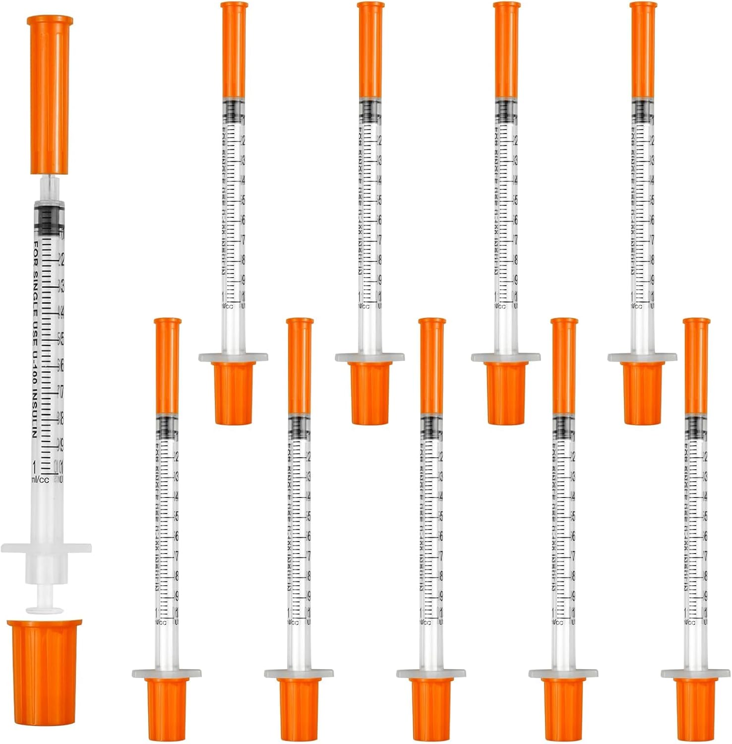Zeyedemo 10 Packs 1ml Syringes Plastic 30G*8mm Microfine Lab Accessories Precision Multiple Uses Distribution Measuring Tools Individually Sealed Packaging for Pet Feeding Liquid Separation Crafts
