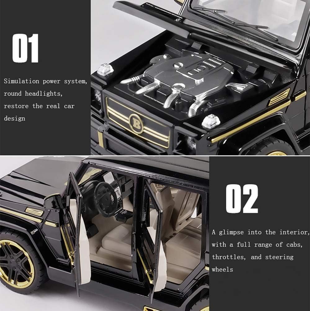 LJHLJHMercedes-benz G65 Model Die-cast Pull Back Car 1:24 Zinc Alloy Children's Toy with Real Sound and Lights Christmas Gifts for Boys Collectibles with Barrier Card