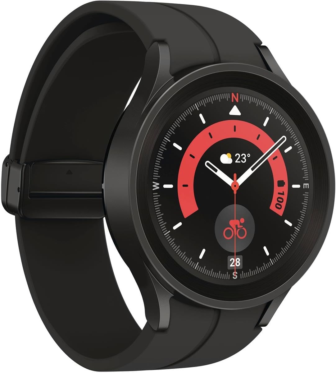 SAMSUNG SM R920NZKAXAA Galaxy Watch 5 Pro 45mm Bluetooth Smartwatch GPS Route Tracking, Titanium Frame, US Version, Black, SM-R920NZKAXAA, Galaxy Watch5 Pro