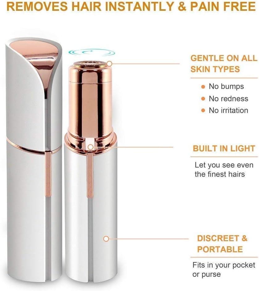 AABHA Women's Painless Face Hair Remover Epilator Machine for Upper Lip, Chin, Eyebrow, Neck, Leg (Color : White & Rose gold)