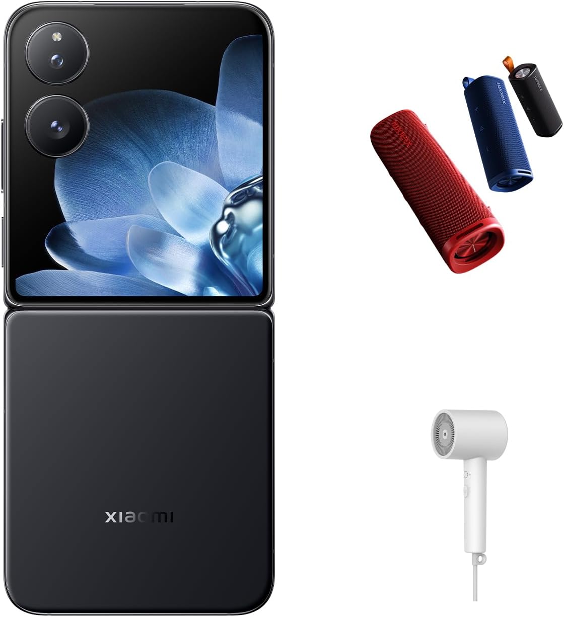 Xiaomi Mix Flip 5G Mobile,Black (12GB RAM+512GB) |Snapdragon® 8 Gen 3| 6.86" + 4.01" 120Hz dual display| 4780mAh battery| Leica Dual Camera 50+50, 32MP Front camera| Free outdoor speaker + Hair Dryer