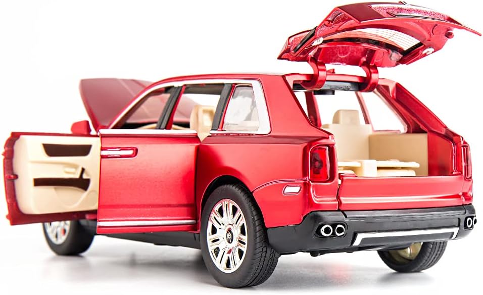 BDTCTK 1/24 Scale Rolls-Royce Cullinan SUV Model Car Toy, Zinc Alloy Pull Back Toy diecast Cars with Sound and Light for Kids Boy Girl Gift (Red)