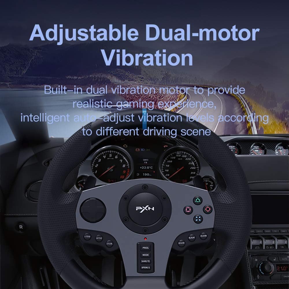 PXN PC V9 Universal Usb Car Sim 270/900 Degree Race Steering Wheel with 3- Pedals And Shifter Bundle [video game]