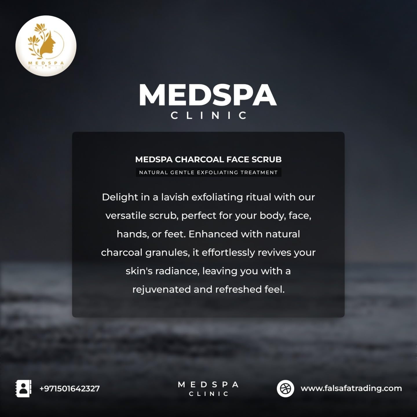 MEDSPA Charcoal Face Scrub Natural Gentle Exfoliating Treatment 500ml