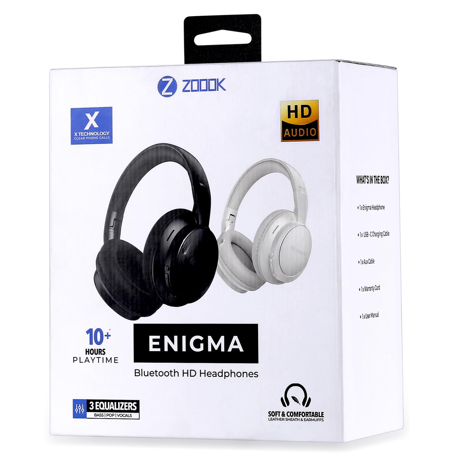 ZOOOK ENIGMA Wireless Headphones Bluetooth 5.0 Over-Ear Headset with Mic Hybrid Active Noise Cancelling Hi-Res Audio 30H Battery Wearing Detection Foldable for Travel, Work, Music, Call UAE Version,  Beige