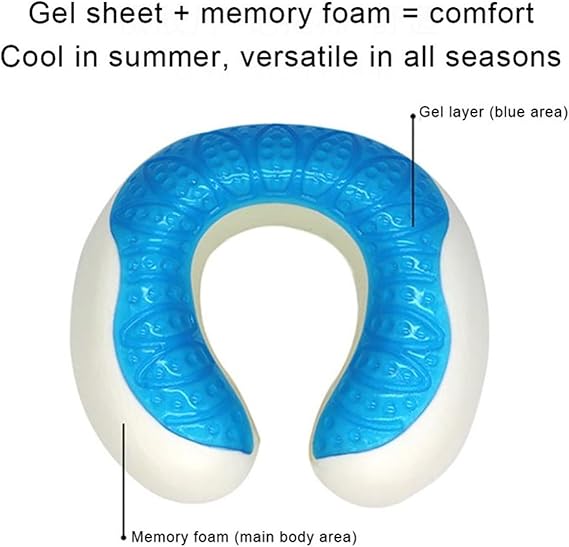 HEXAR Cooling Gel Memory Foam Travel Pillow, Neck Pillow U Shaped Pillow Provide Best Neck and Head Support in Travel & Office