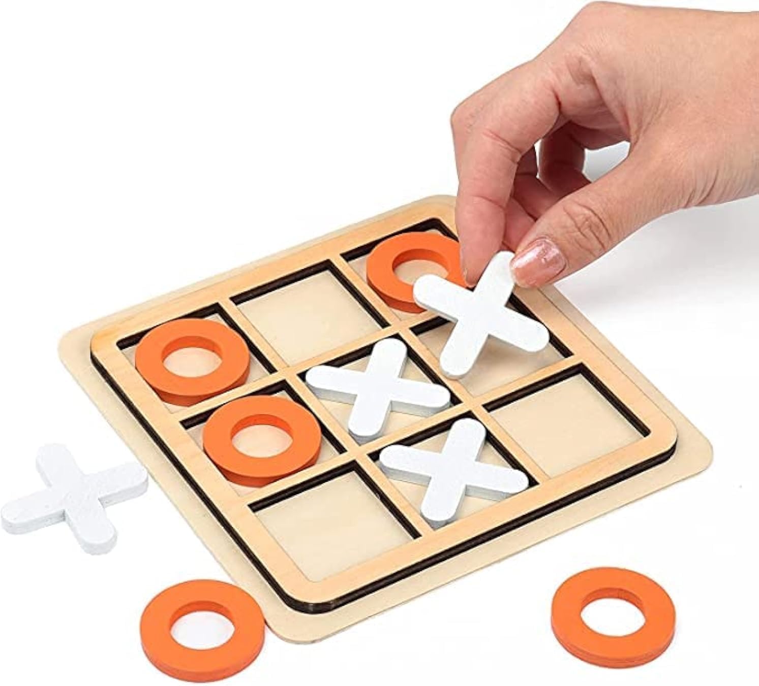 ECVV Wooden Board Tic Tac Toe Game XO Table Toy Classical Family Children Puzzle Game Educational Toys, (ASSORTED 1 PIECE)