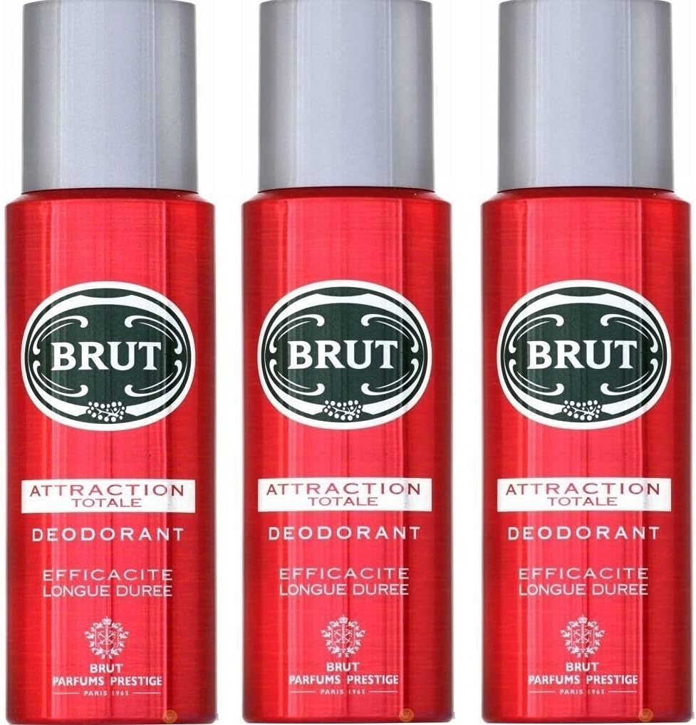Unilever Brut Attraction Totale Mens Gents Deodorant Spray 200 ml 3 Pack