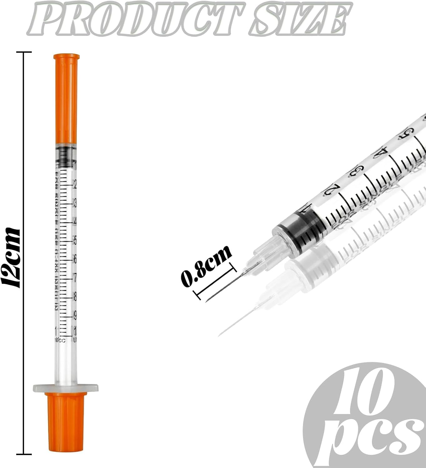 Zeyedemo 10 Packs 1ml Syringes Plastic 30G*8mm Microfine Lab Accessories Precision Multiple Uses Distribution Measuring Tools Individually Sealed Packaging for Pet Feeding Liquid Separation Crafts