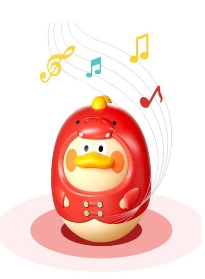 Tumbler Toy Dinosaurs Roly Poly Toys Cute Musical Toy Built in Bell Tummy Time Wobbler Toy for Baby Gifts for Infant Boys Girls