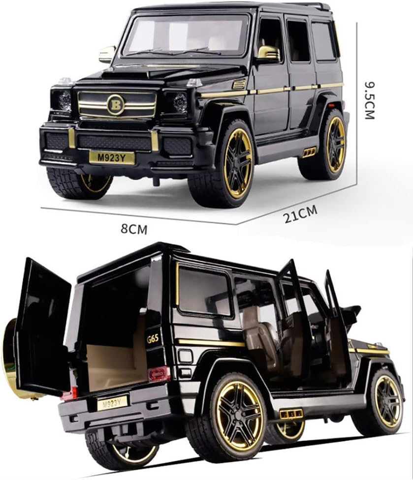 LJHLJHMercedes-benz G65 Model Die-cast Pull Back Car 1:24 Zinc Alloy Children's Toy with Real Sound and Lights Christmas Gifts for Boys Collectibles with Barrier Card