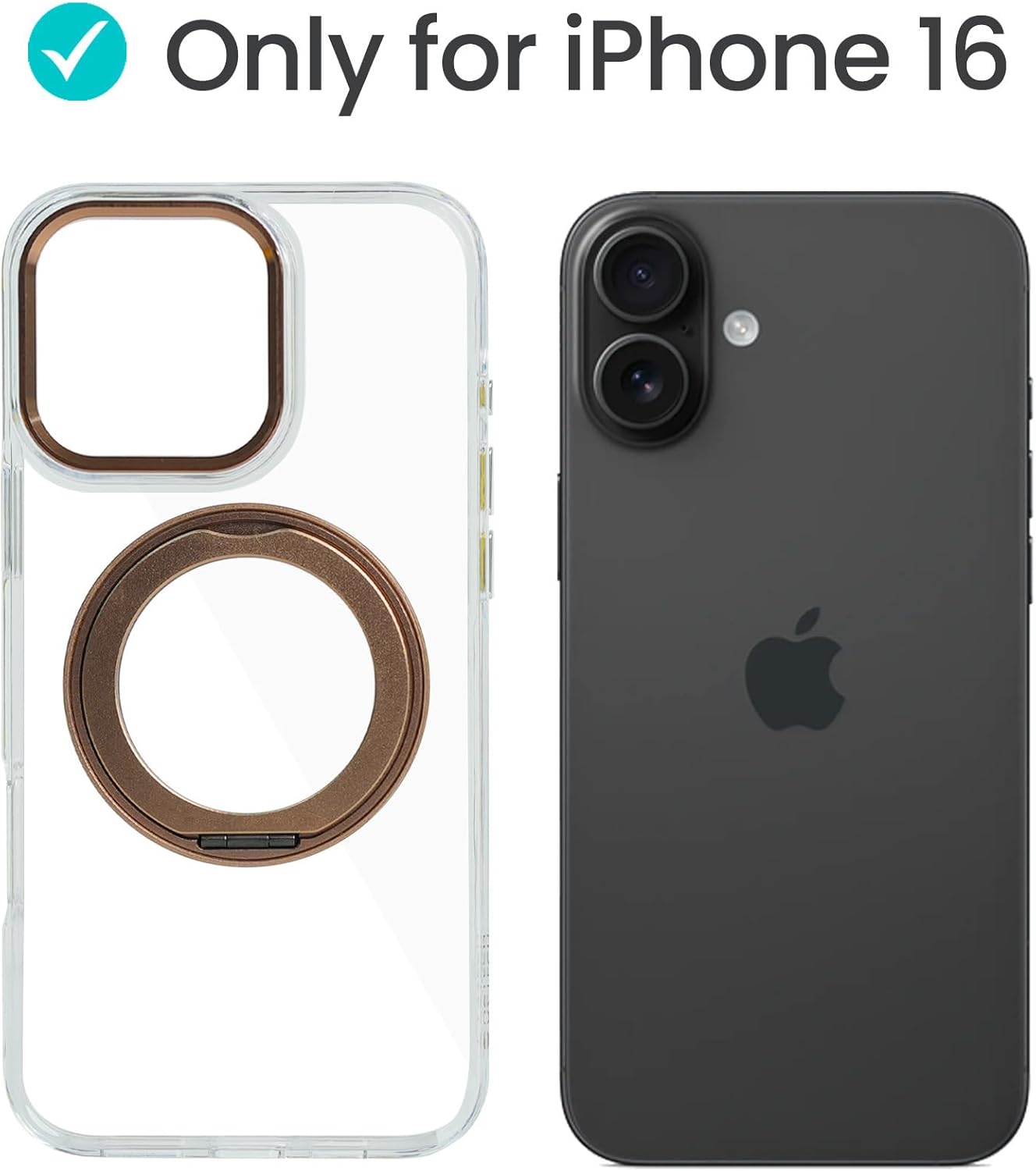 AZTECH Magnetic Phone Case for iPhone 16 Case Cover Anti-Slip and Drop-Proof Protective Cover with 360° Ring Stand Compatible & MagSafe Exclusively Designed for iPhone 16 Anti-Scratch Mag Safe IP16