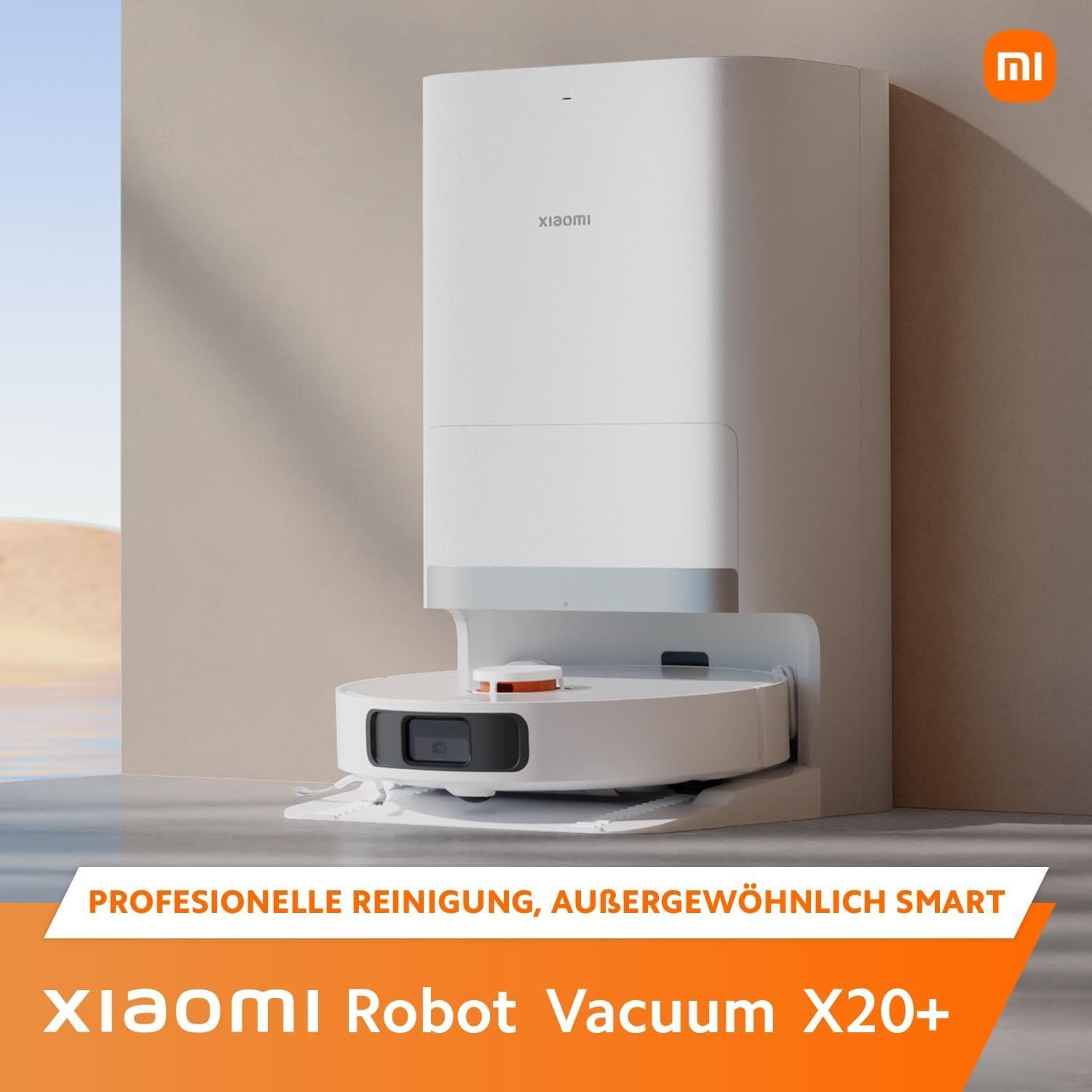 مكنسة كهربائية روبوتية Xiaomi X20+ ومنظفة للأرضيات، محطة ذكية متعددة الاستخدامات، شفط 6000 باسكال، نظام ملاحة بالليزر مع نظام S-Cross™، غسيل وتنظيف مع تطبيق Double Mop للتحكم - أبيض