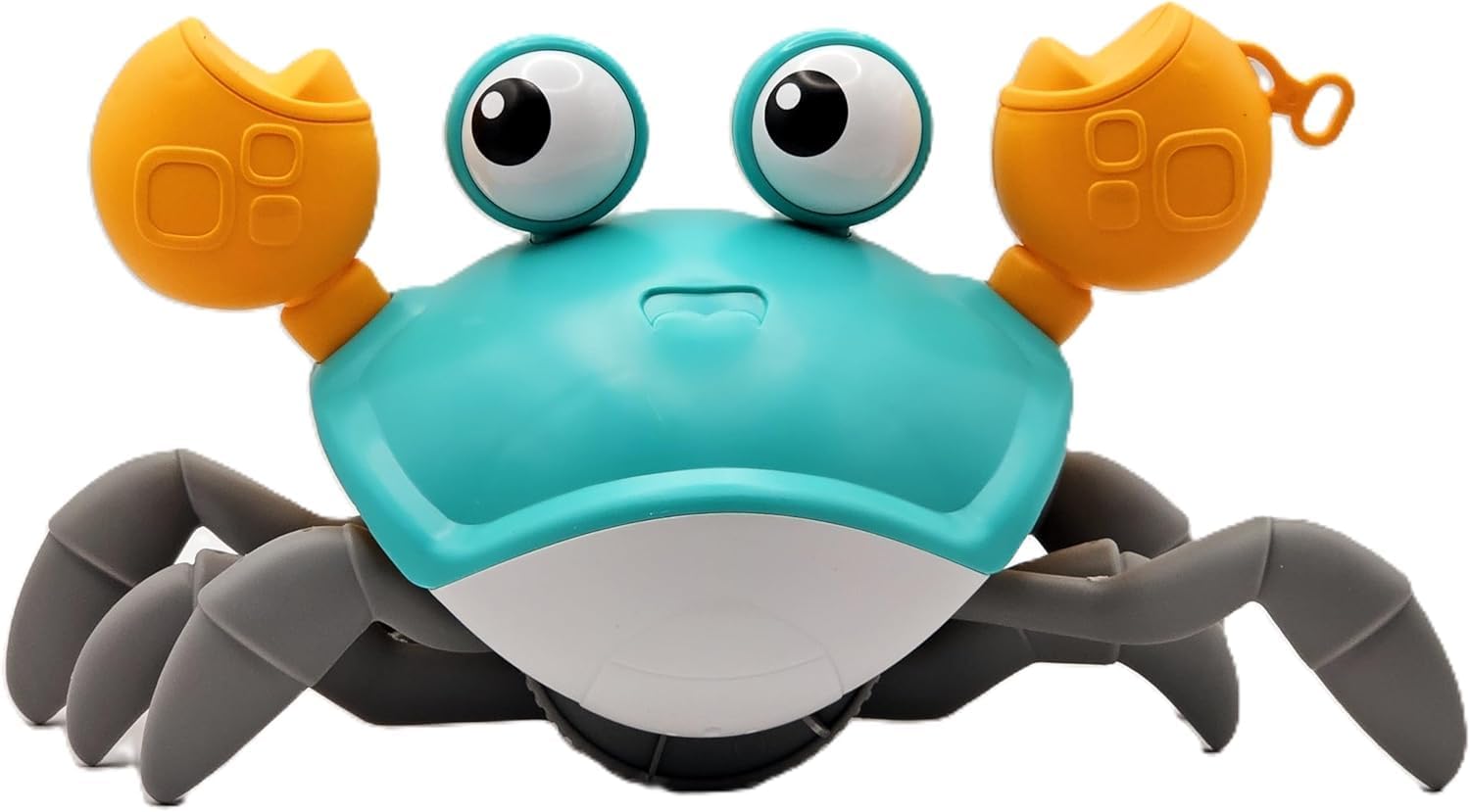 Cute Crab Bath Toy, Moving Land and Water Toy with Spring Switch and Pull string. Baby Walking Companion without Battery (Blue)