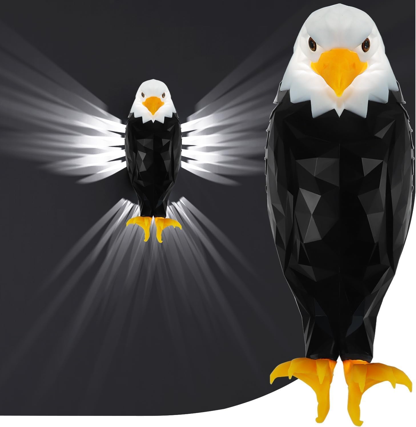 مصباح حائط Supreouts Bald Eagle، ضوء ليلي أمريكي مع جهاز تحكم عن بعد، مصباح حائط مغناطيسي لغرفة النوم، غرفة المعيشة، الرواق، يعمل بالبطارية وقابل للإزالة للشحن