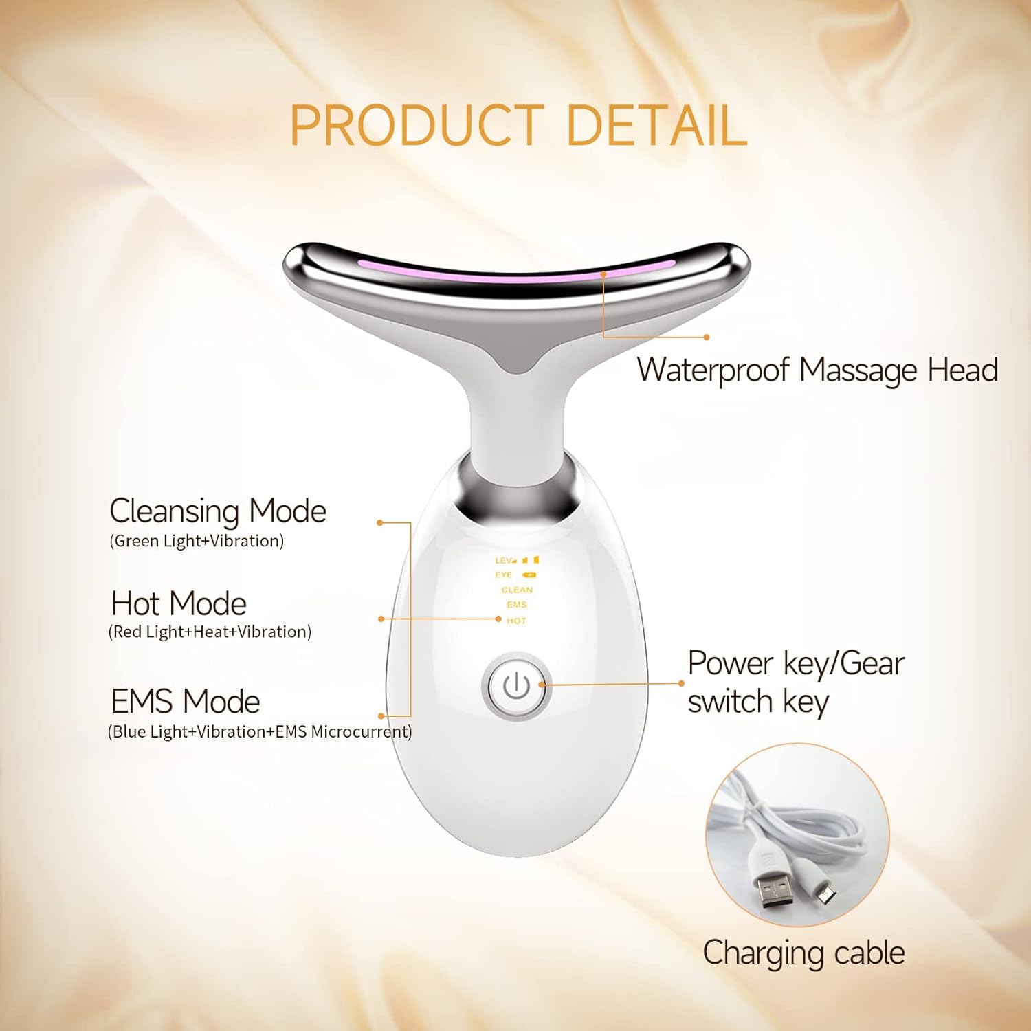 ASEXETIC Firming Wrinkle Removal Device for Neck Face, Double Chin Reducer, 3 in 1 Portable Face Massager for Skin Care, Face Sculpting Tool, Vibration, Thermal, Microcurrent