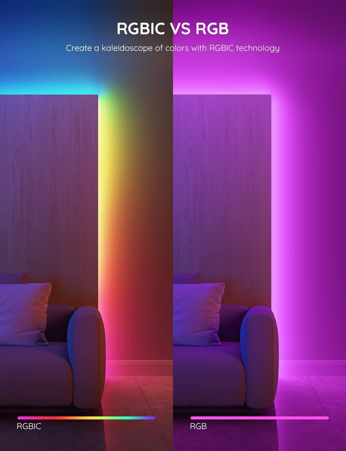 شريط إضاءة LED RGBIC خارجي من Govee Phantasy بطول 10 أمتار مع واي فاي