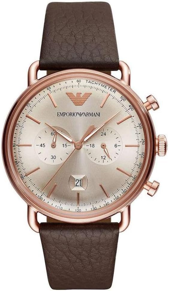 Emporio Armani Men’s Quartz Leather Strap Grey Dial 43mm Watch AR11106