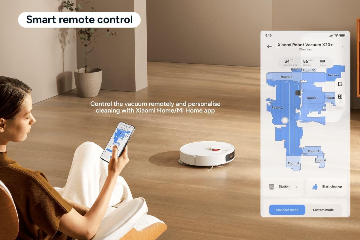 Xiaomi Robot Vacuum X20+ with 6000Pa Suction, All-in-One Station—Auto Mop washing and drying、Auto Self-Emptying, Carpet Detection, LDS Navigation, 140min Runtime, App Control，Alexa/Google Assistant