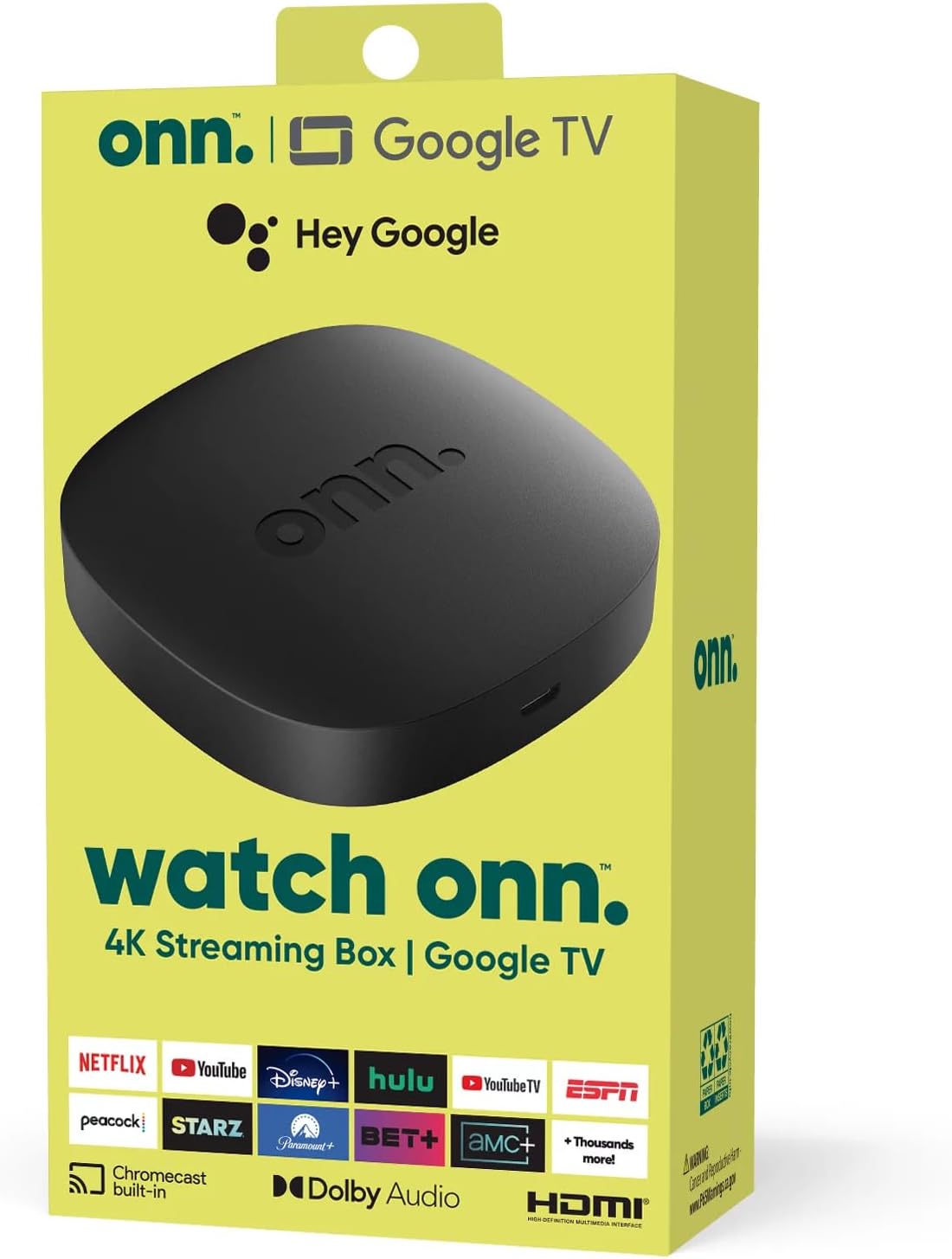 onn onn. Google TV 4K UHD Resolution Streaming Box with Remote Control